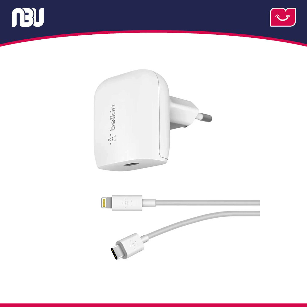 شارژر دیواری  20 وات به همراه کابل لایتنینگ USB-C بلکین مدل WCA003vf04