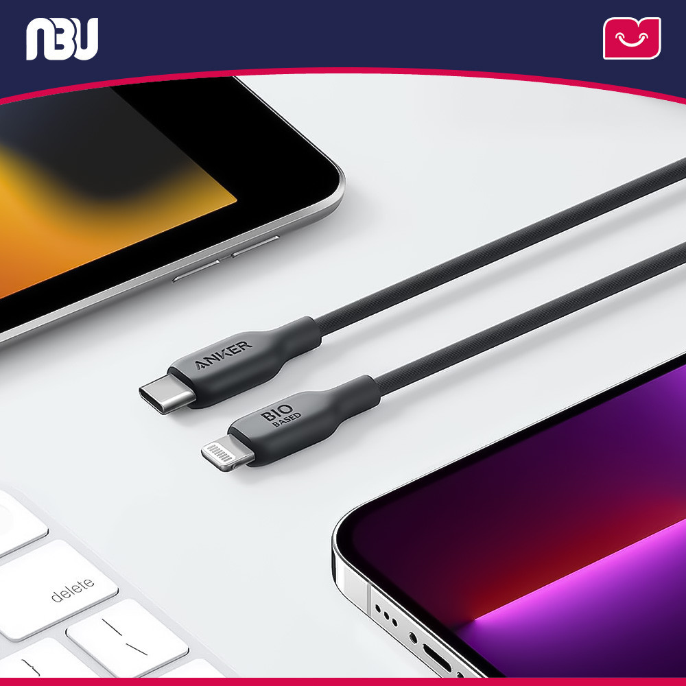 تصویر جدید کابل تبدیل USB-C به لایتنینگ انکر مدل A80B6 542 Bio-Nylonبه طول 2متر