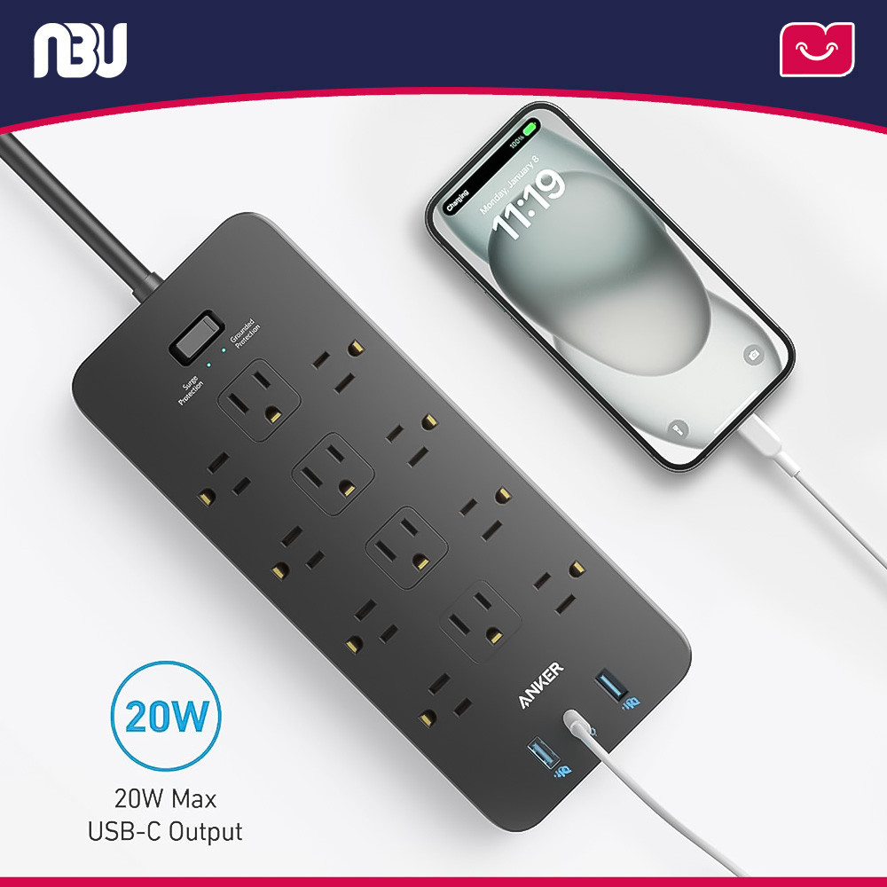 تصویر جدید چند راهی برق انکر مدل A9182 342 USB Power Strip