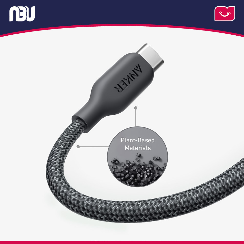 تصویر جدید کابل تبدیل USB-C به لایتنینگ انکر مدل A80B5 542 Bio-Nylon به طول 1متر