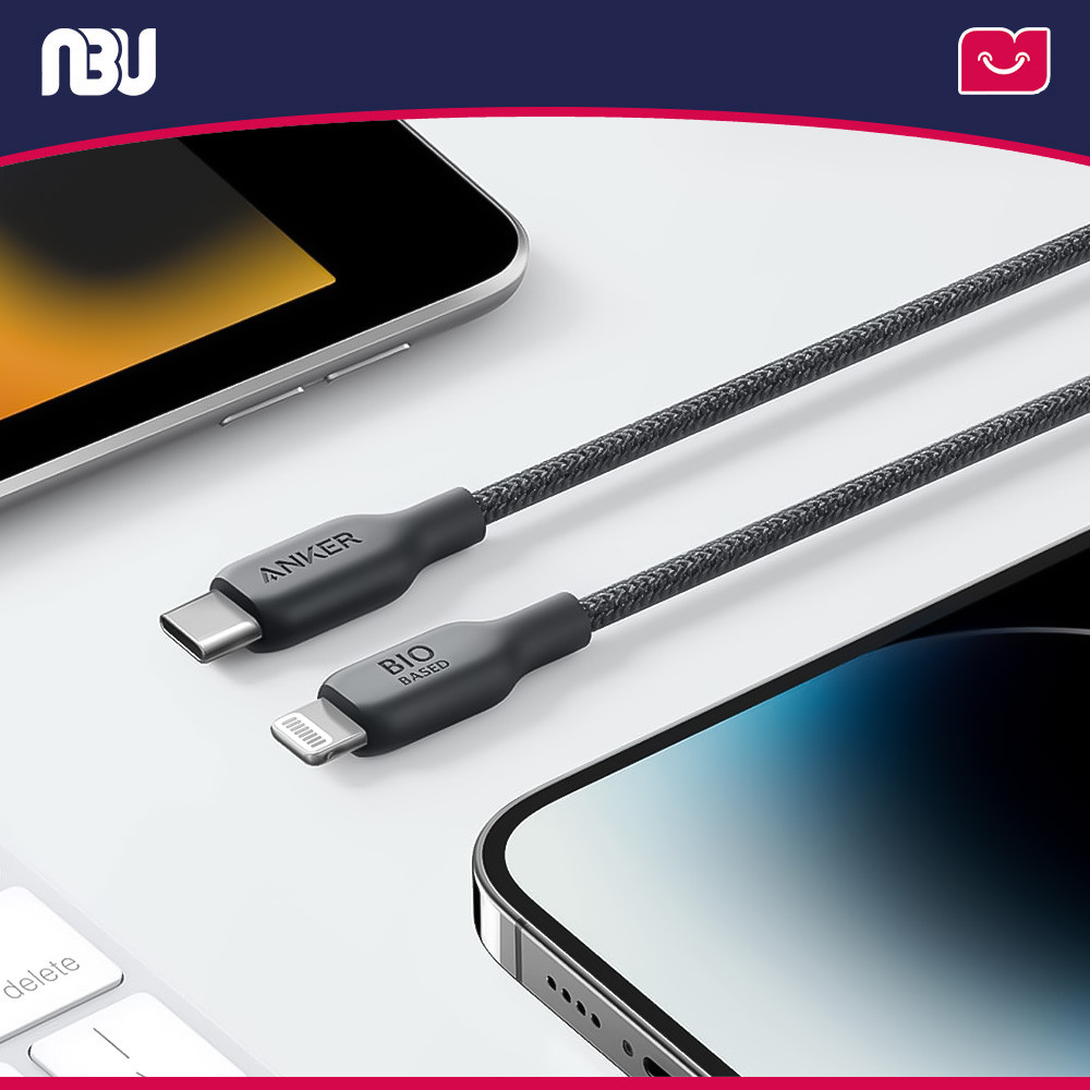 تصویر جدید کابل تبدیل USB-C به لایتنینگ انکر مدل A80B5 542 Bio-Nylon به طول 1متر