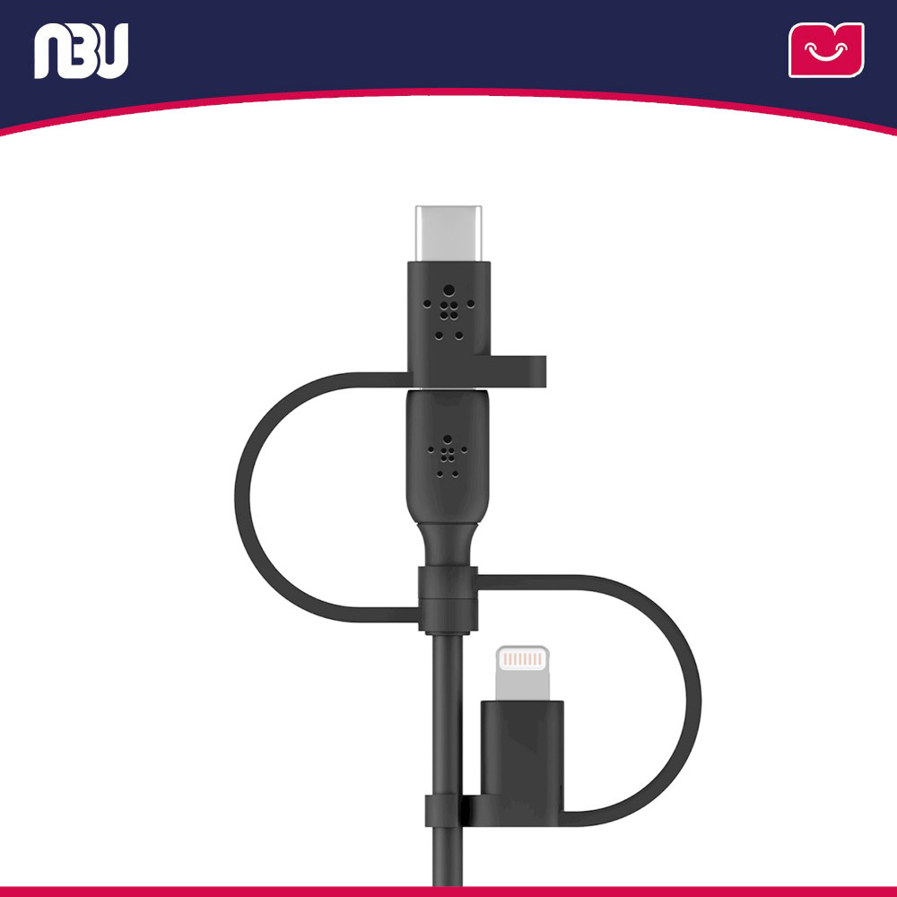 کابل تبدیل 1 به 3 USB-A به لایتنینگ و USB-C و Micro-USB بلکین مدل CAC001bt1M طول 1متر